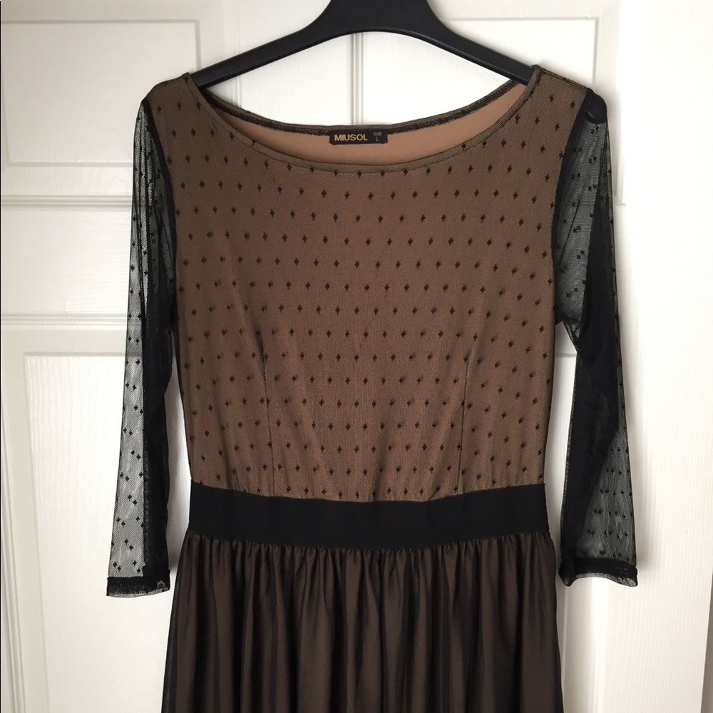 Muisol Black & Tan Evening Dress Gown Size Large